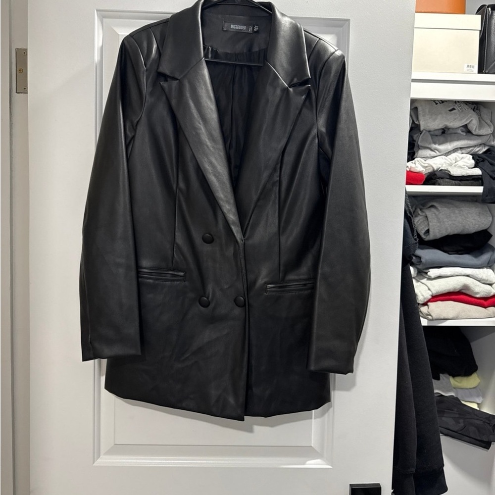 Missguided Black Blazer Jacket with Notched Lapels